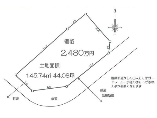 緑もりもり便利な交差点角地の図面