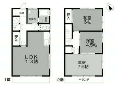 トトロの井戸があるテラスハウス図面