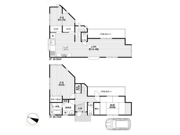 里山にあるL型秘密基地?の図面