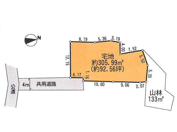 佛行寺の庭園が借景!90坪超の土地の図面