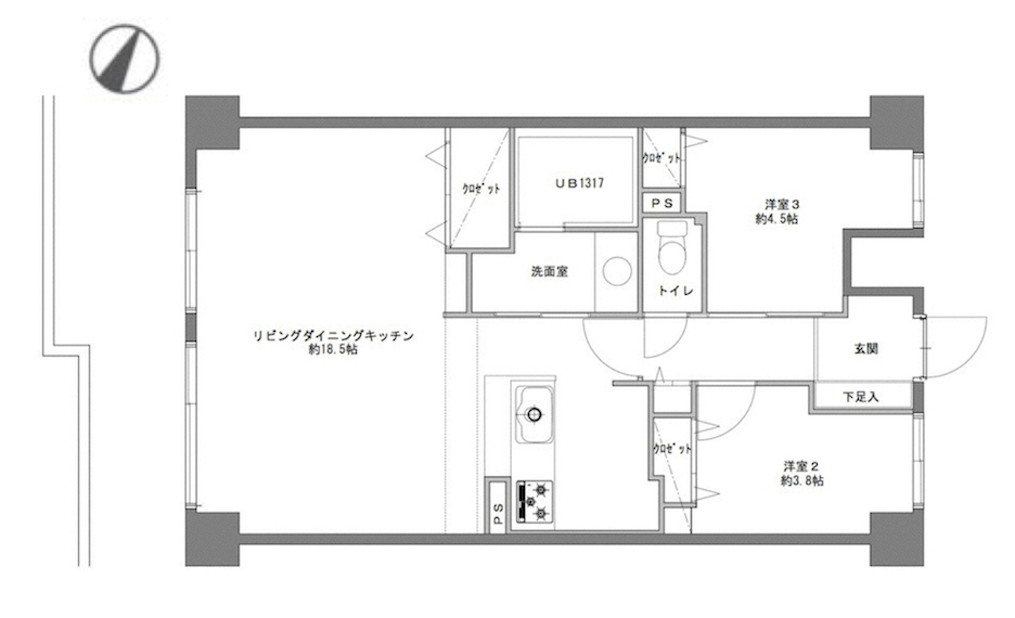 江ノ島線派に!素材感の際立つリノベ空間の図面