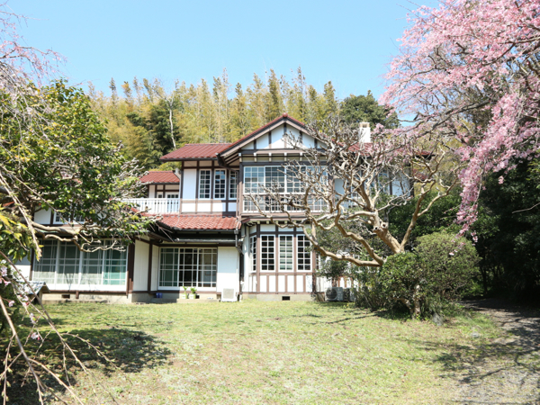 美しき外観はため息が出るほど。お庭には4本のご立派な桜の木とサルスベリの木。