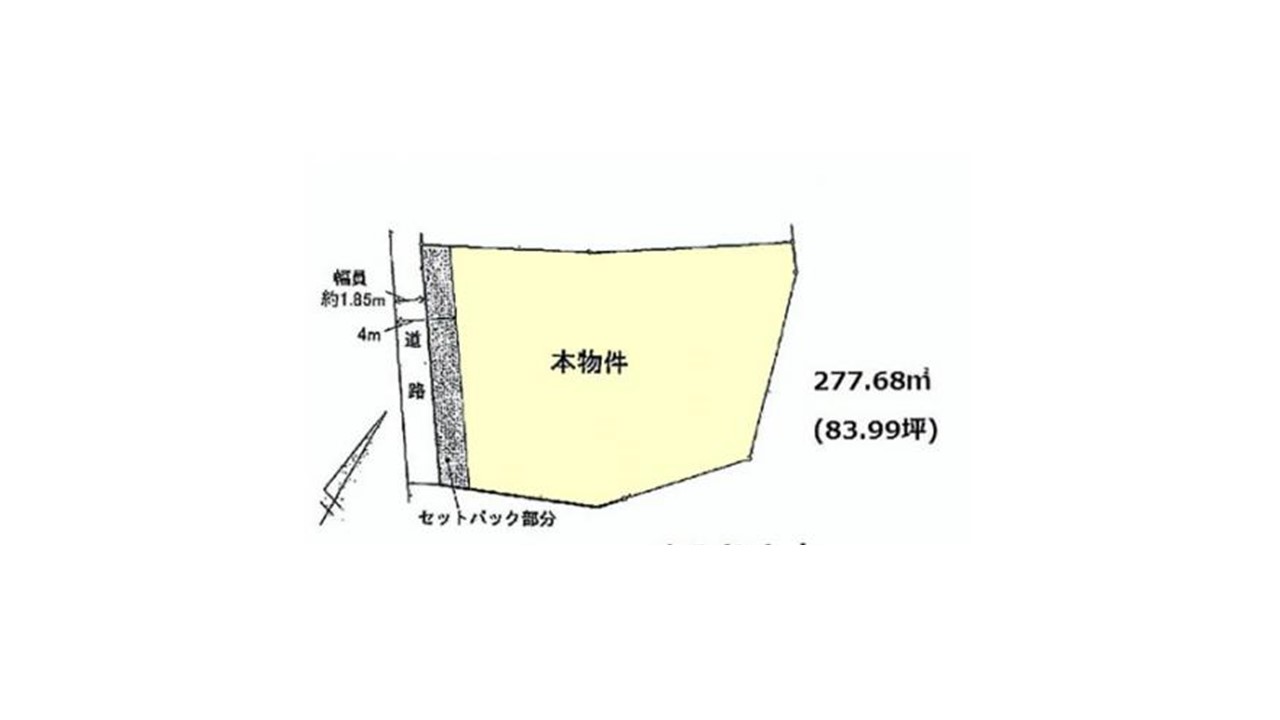 北側は眺望が開けています。東側に建物を寄せて広大な庭をつくりたい。