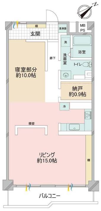 赤茶レトロタイルとヴィンテージモダンな部屋の図面