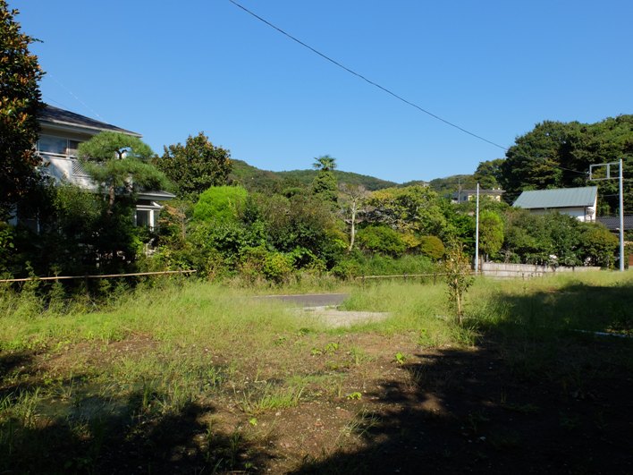 むせるような緑に囲われた土地です。遠くに見えるのが円覚寺のある山です。