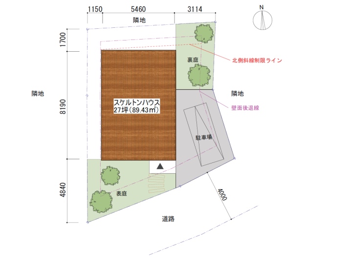 名付けて竹庵。茶室があるスケルトンハウスの図面