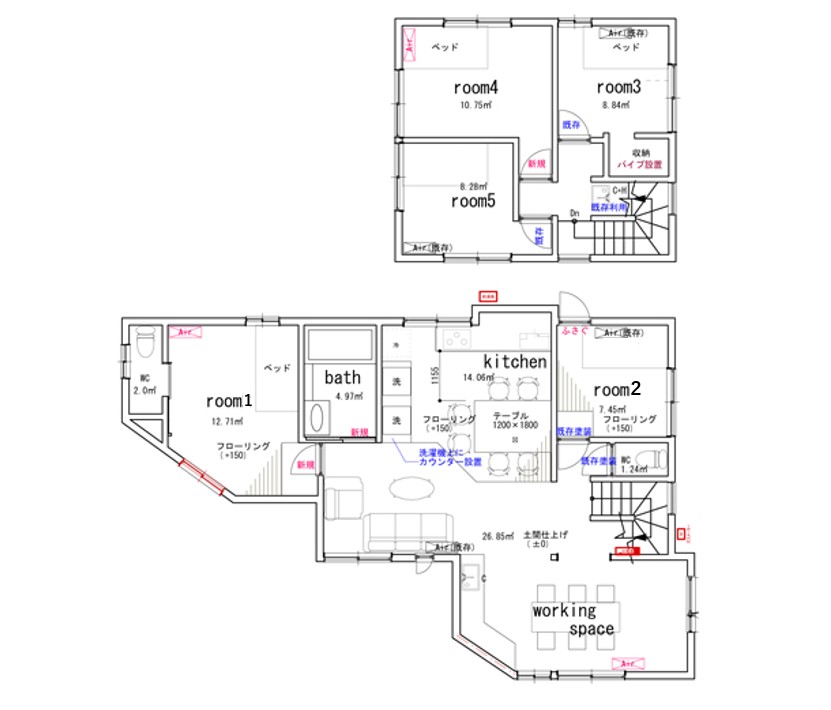 間取り図一色シェアハウス