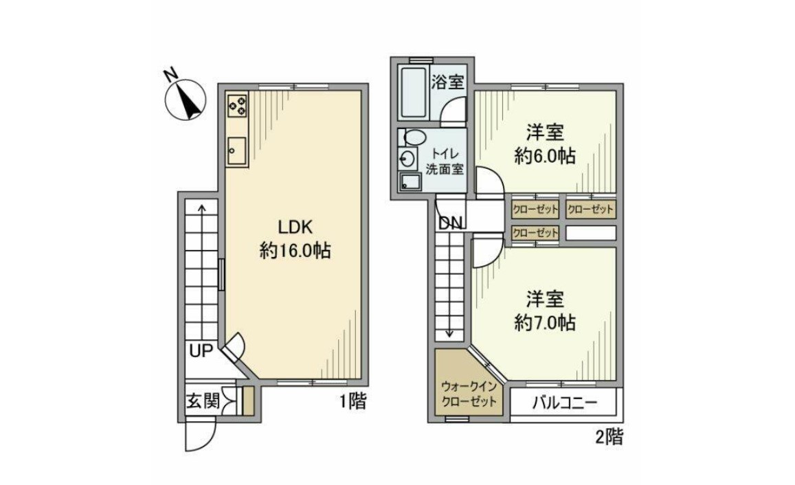 キュリアス小坪B号室間取り図