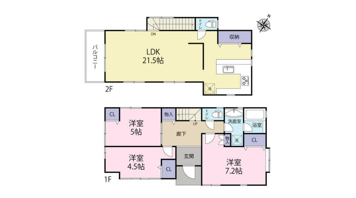 間取り図材木座戸建 賃料25万
