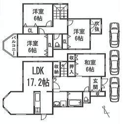 18帖のウッドデッキ付き!図面
