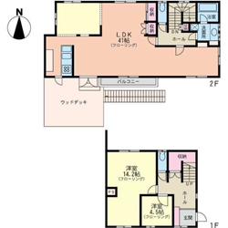 海見えウッドデッキ付き住居&店舗!シェアにも良し図面