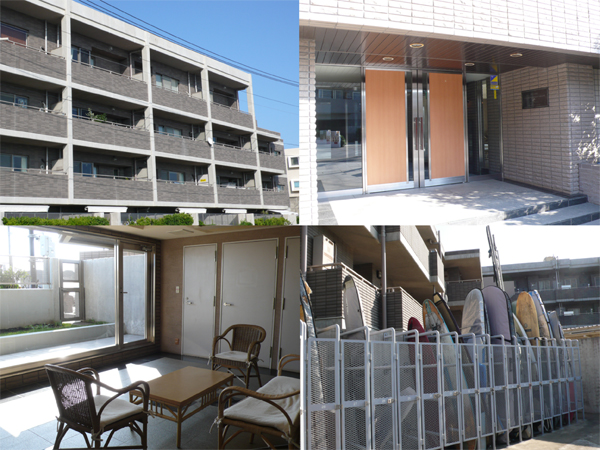 オーシャンフロントのマンション。ボードラックやロビーも充実。